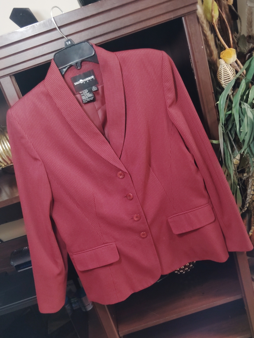 Sag Harbor Burgundy Pinstripe Blazer Skirt And Jacket!